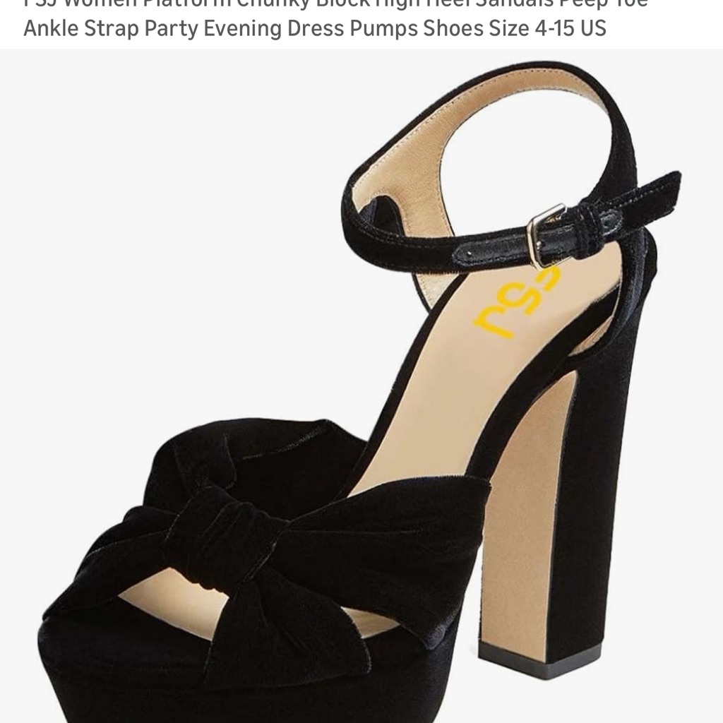 Fsj Black Peep Toe Platform Block Heels